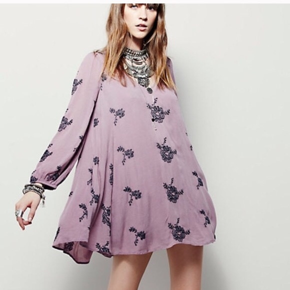 NWT Free People ‘Austin’ Embroidered Purple Dress - Picture 1 of 7